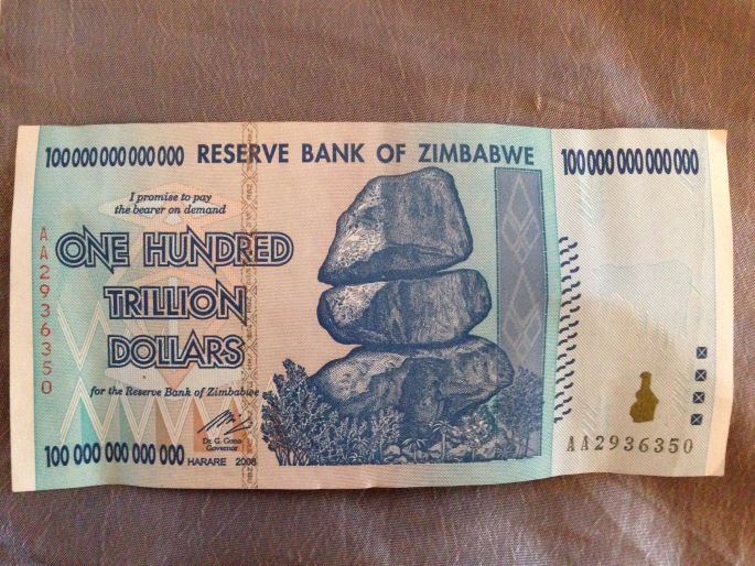 One hundred trillion dollars, Zimbabwe currency, Africa