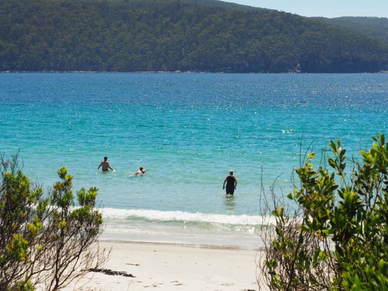 Three Capes Track, recovery swim, Tasmania, we made it!