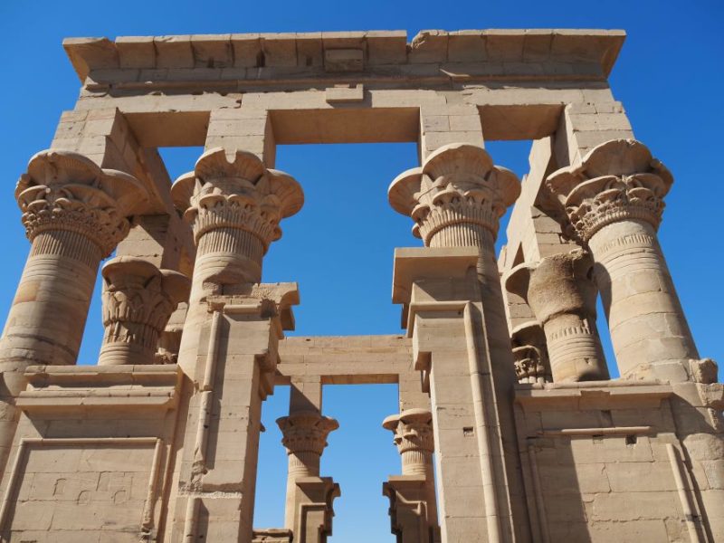 floral capitals, Egyptian temple, Aswan, Egypt