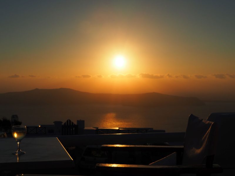 Santorini sunset, Greek Islands, Imerovigli, Cyclades, Greece