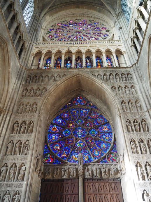 Beautiful churches, France, Champagne region, stained glass windows 