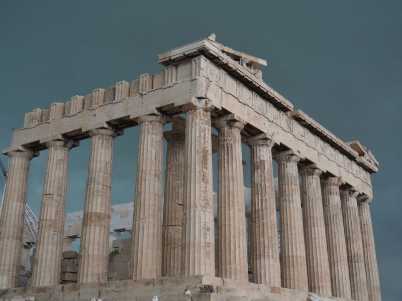 Athens, storm clouds, Greece, ancient temple