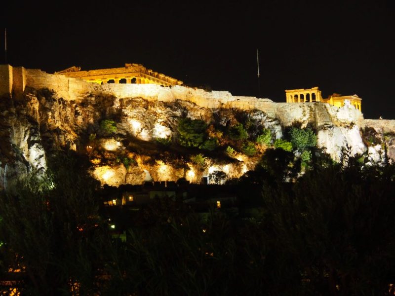 Electra Palace hotel, Athens, Acropolis at night, Greece