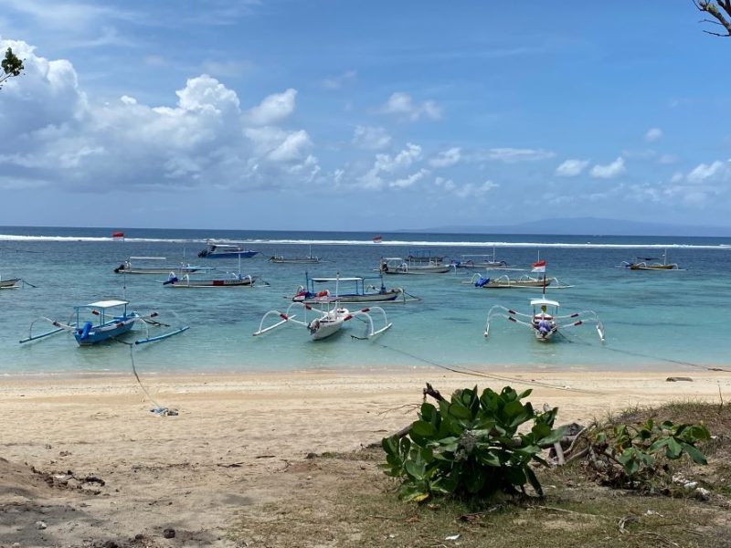 Bali beach, Kuta, traditional Balinese outrigger canoe