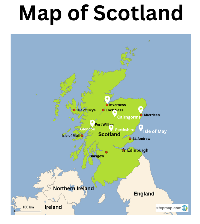 simple map of Scotland, places of interest in Scotland, road trip Scotland