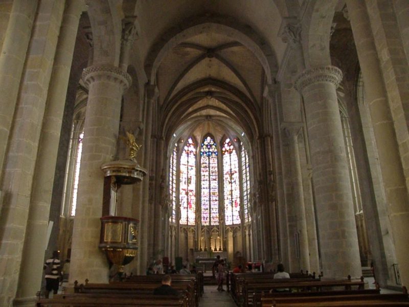 Medieval church Carcassonne, Medieval walled city, France, Saint Nazaire Basilica, historic monument