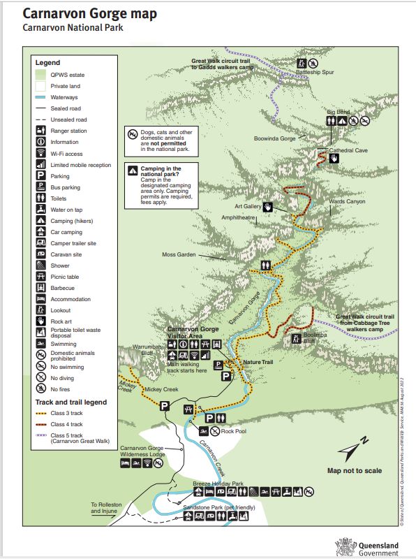 hiking, walking, Australia National Park, Queensland, walking trails, map