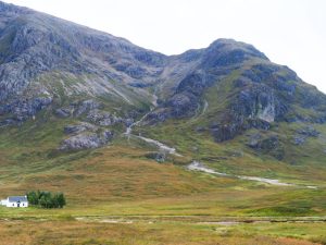 Scottish Highlands, Most scenic road in Scotland, little white cottage,