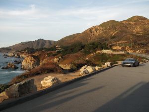 driving Pacific Coast Highway, California, road trip, USA, mustang convertible