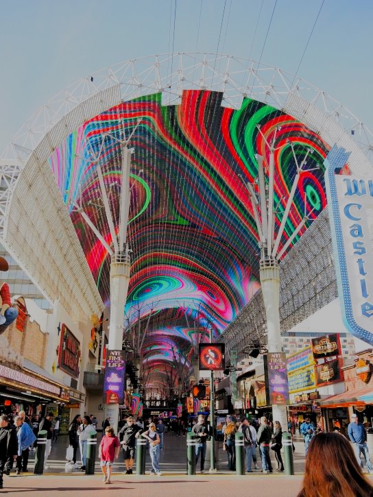 light show, Fremont Street, Las Vegas, Nevada, covered pedestrian street, zip lining