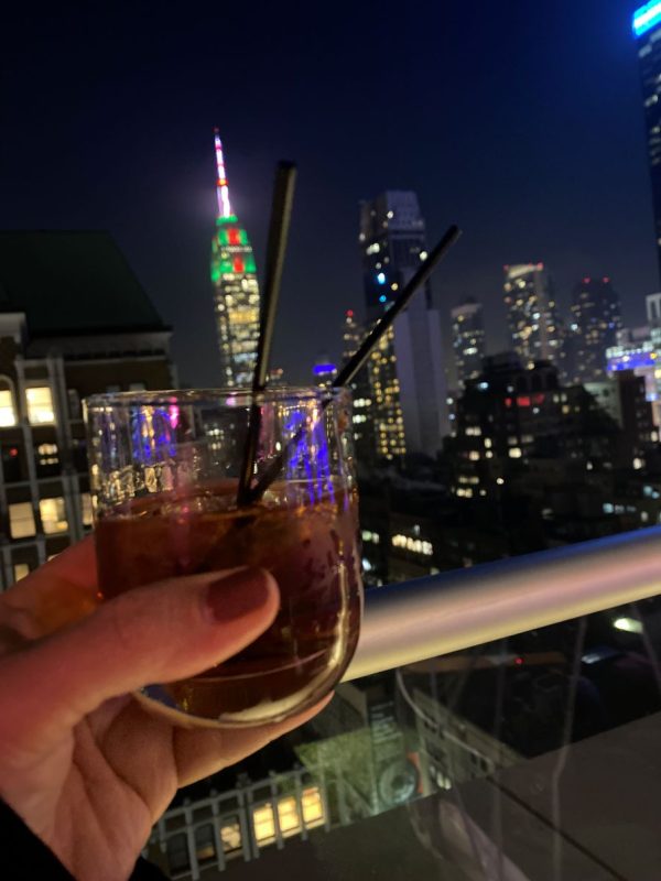 Christmas in New York, rooftop bar, Cheers!